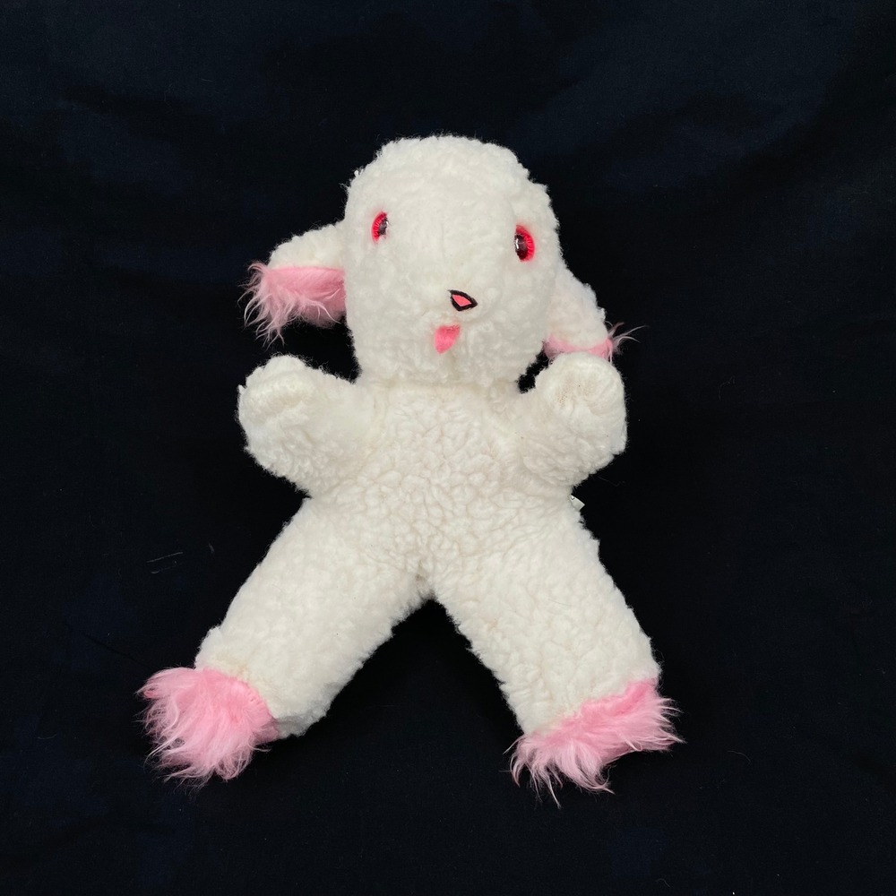 Vintage Well-Made Toy Mfg Corp Lamb Plush Pink White Sherpa Happiness Aid 13"